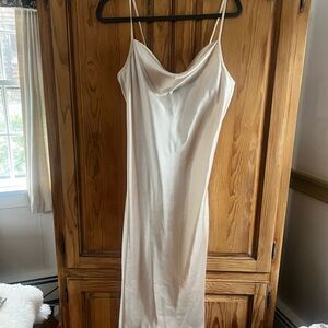 Bebe Slip Dress with Cowl Neck - Ivory Size M adjustable straps
